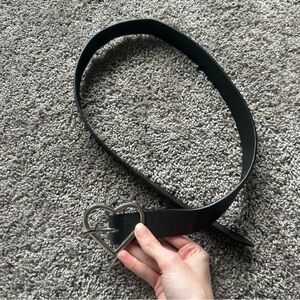 Black Heart Buckle Leather Belt - Unbranded